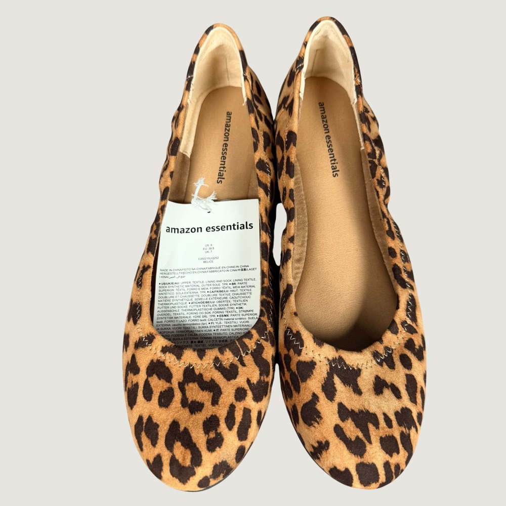 Amazon Essentials Belice Ballet Flat Leopard Print Brown Tan Womens 9